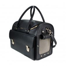 BLACK LEATHER COMFORT TRAVEL BAG