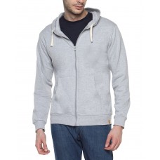 Campus Sutra Grey Mens cotton Zipper Hoodie