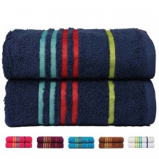 Casa Copenhagen 475 GSM 100 % Combed Cotton EXOTIC 2 Pcs Medium Bath Towel - Blue