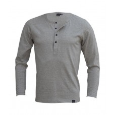 Grey Melange Slim Fit Henley T-Shirt